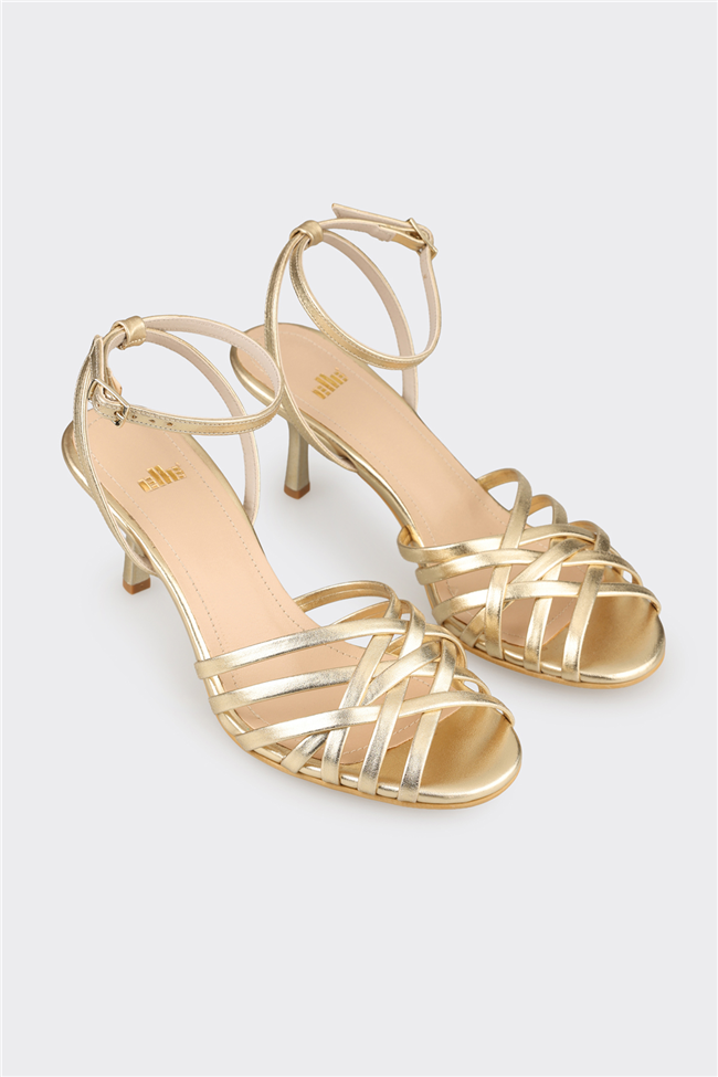 Gold Kadın Orta Topuk Sandalet