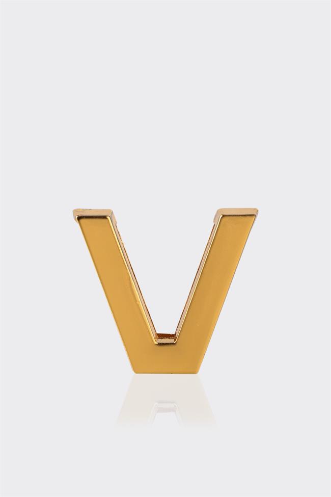 V Harfi Gold Çanta Charm
