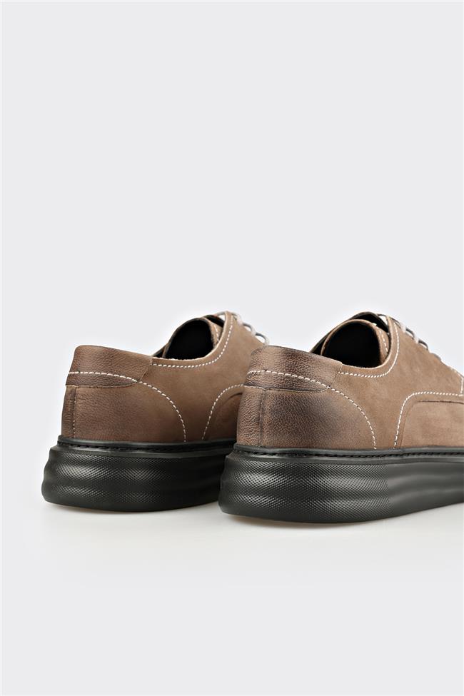 Gri Deri Erkek Günlük Ayakkabı