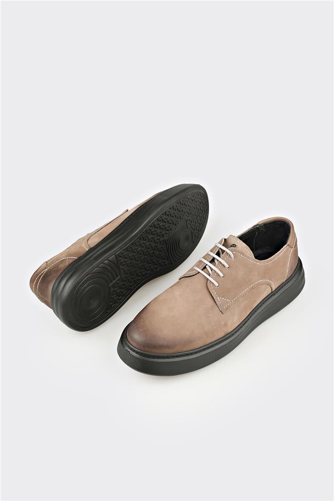 Gri Deri Erkek Günlük Ayakkabı