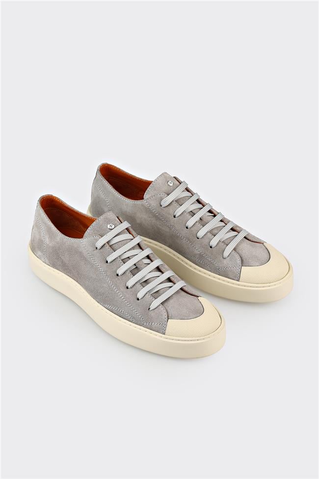 Gri Deri Erkek Spor Ayakkabı