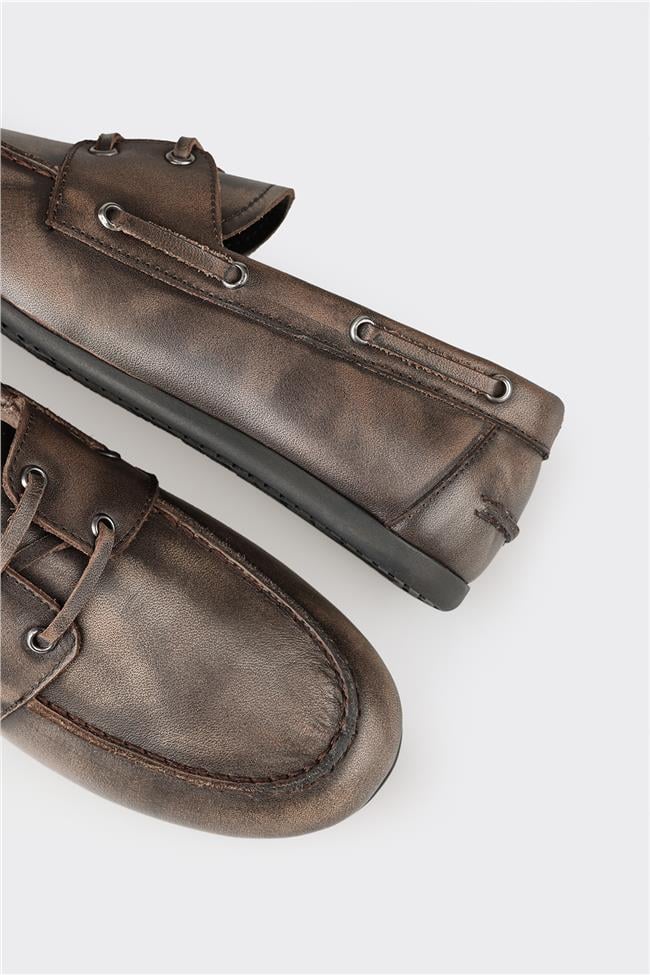 Gri Deri Kadın Günlük Ayakkabı