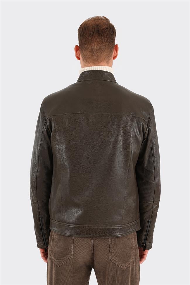 Haki Deri Erkek Ceket