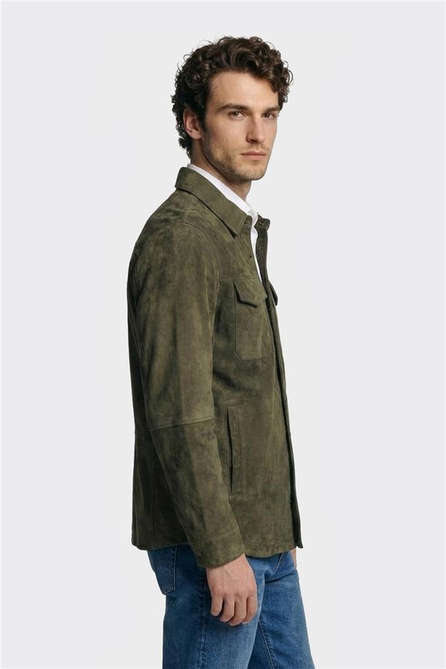 Haki Deri Erkek Ceket