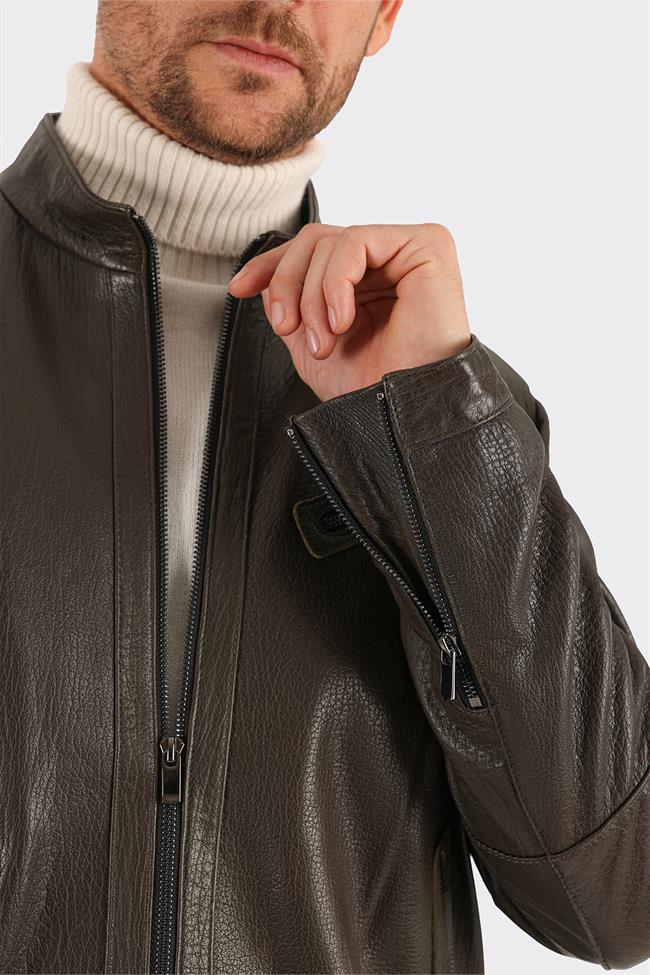 Haki Deri Erkek Ceket