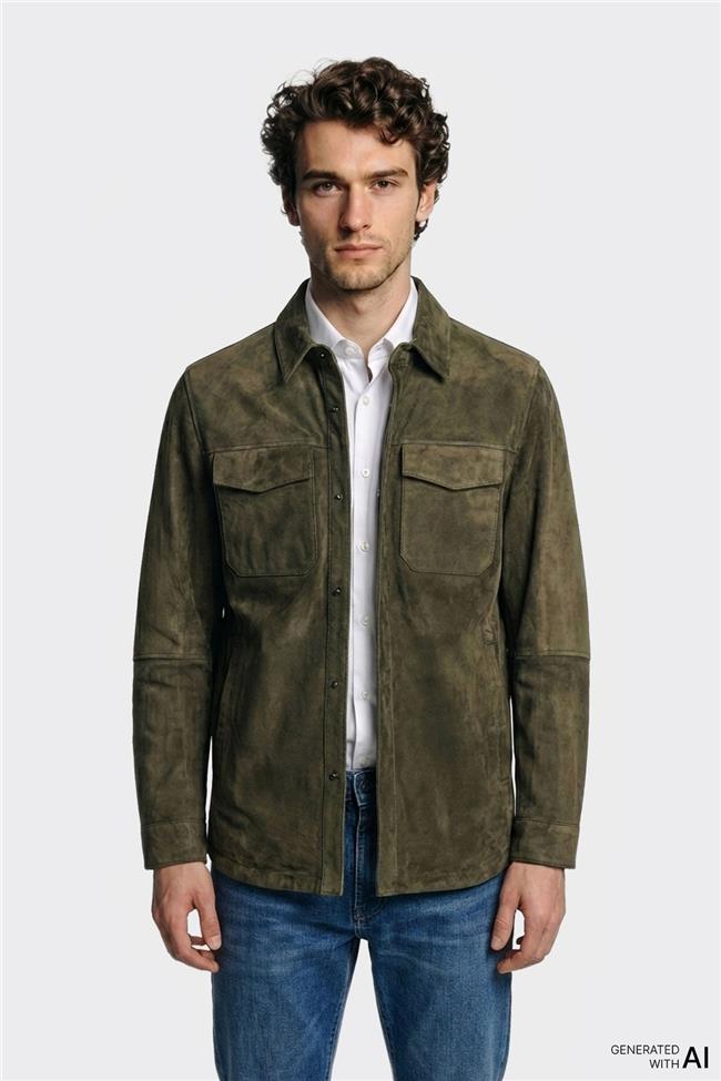 Haki Deri Erkek Ceket