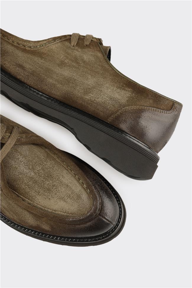 Haki Deri Erkek Günlük Ayakkabı