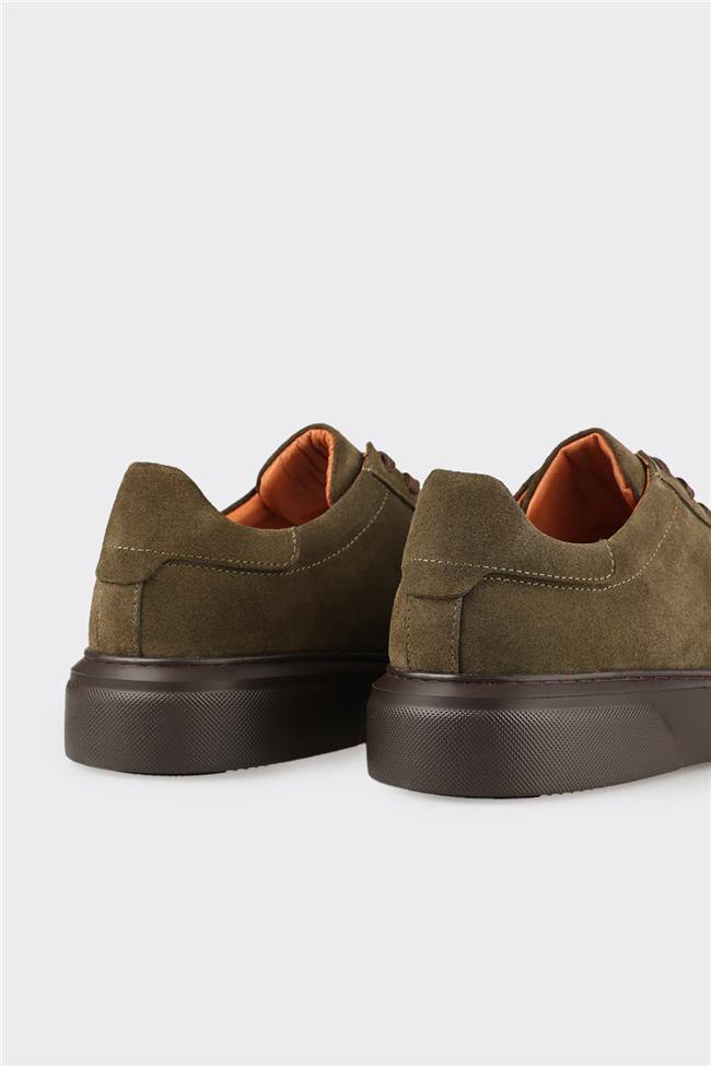 Haki Deri Erkek Günlük Ayakkabı