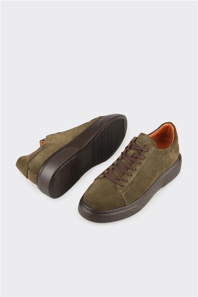 Haki Deri Erkek Günlük Ayakkabı