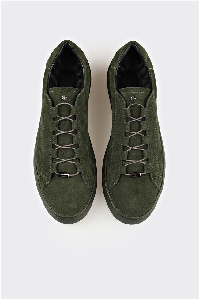 Haki Deri Erkek Günlük Ayakkabı