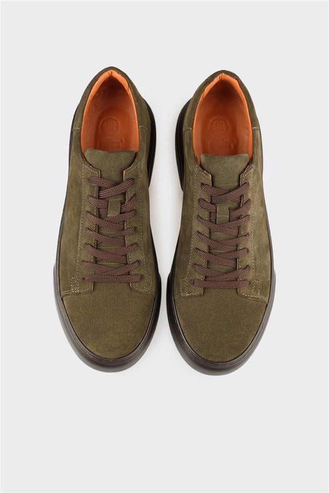 Haki Deri Erkek Günlük Ayakkabı