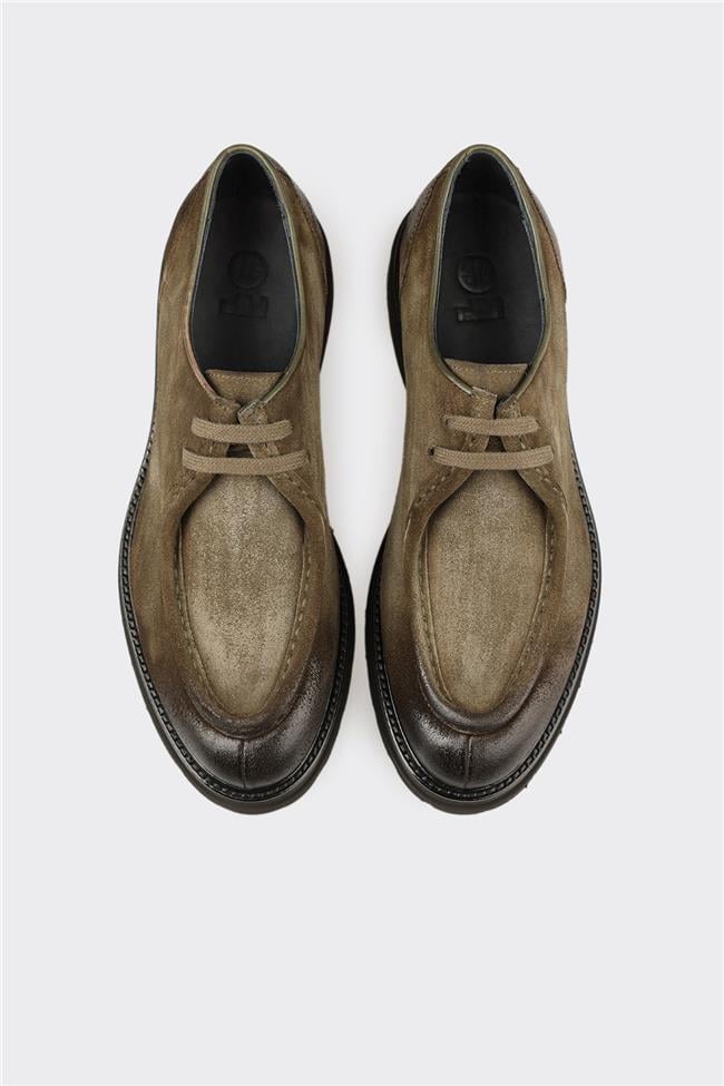 Haki Deri Erkek Günlük Ayakkabı
