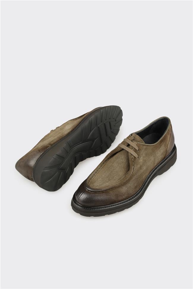 Haki Deri Erkek Günlük Ayakkabı