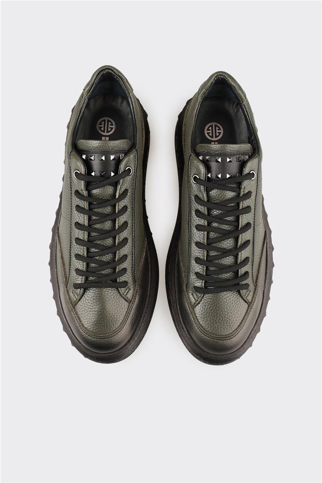 Haki Deri Erkek Spor Ayakkabı