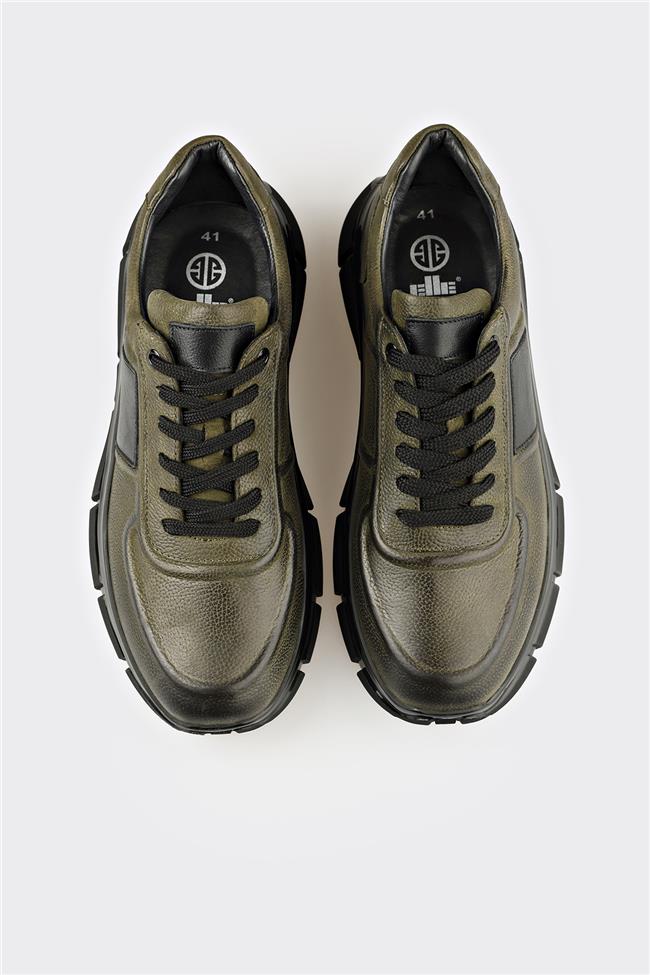 Haki Deri Erkek Spor Ayakkabı
