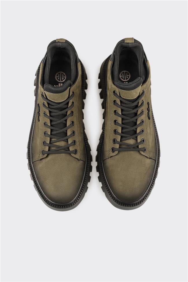 Haki Deri Erkek Spor Ayakkabı
