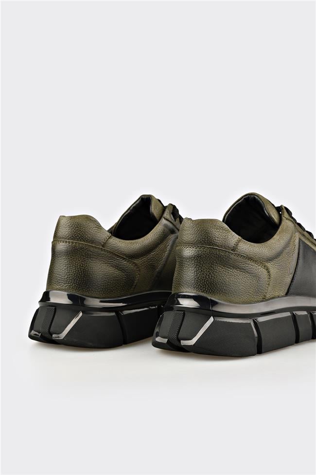 Haki Deri Erkek Spor Ayakkabı