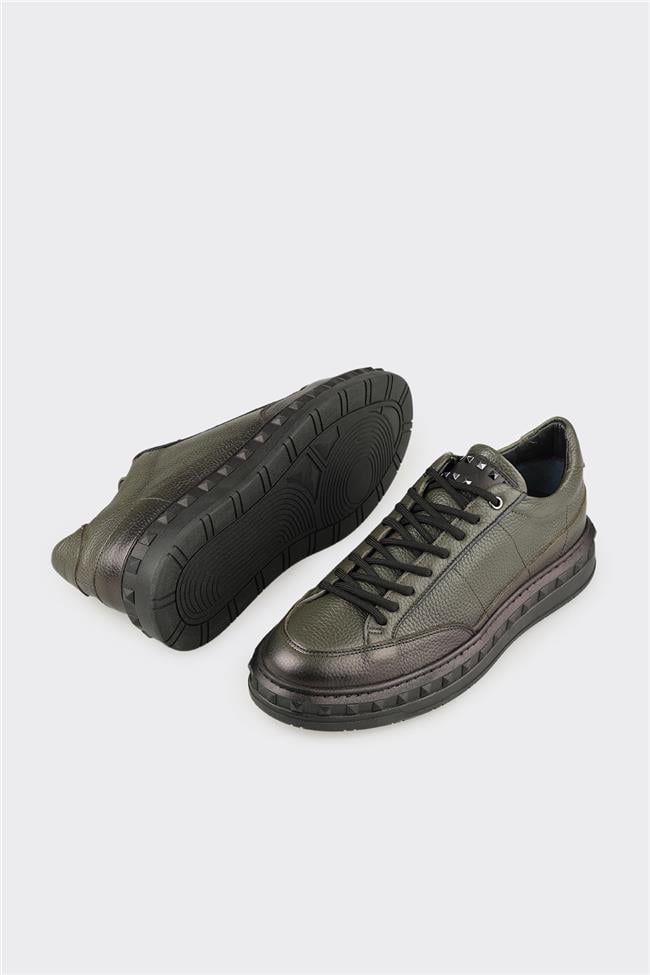 Haki Deri Erkek Spor Ayakkabı