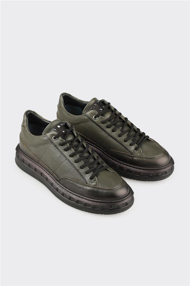 Haki Deri Erkek Spor Ayakkabı