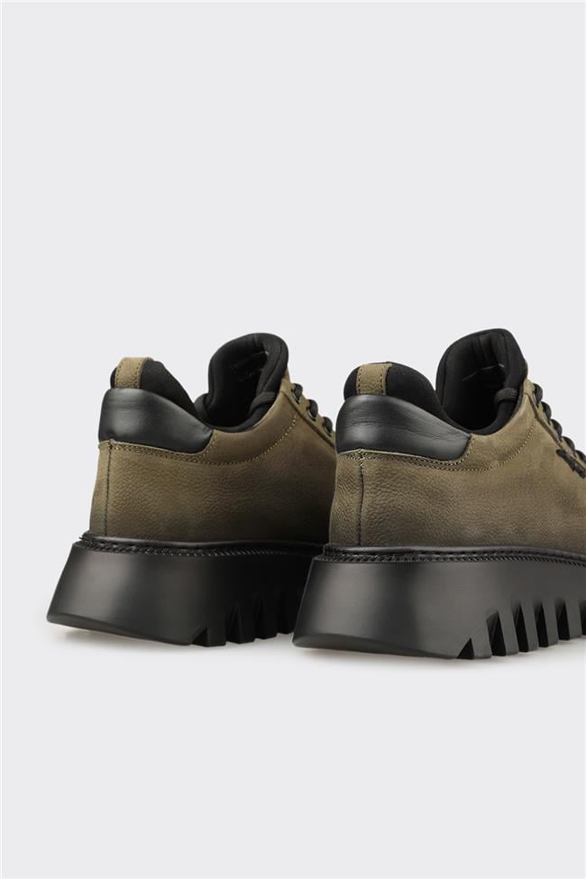 Haki Deri Erkek Spor Ayakkabı