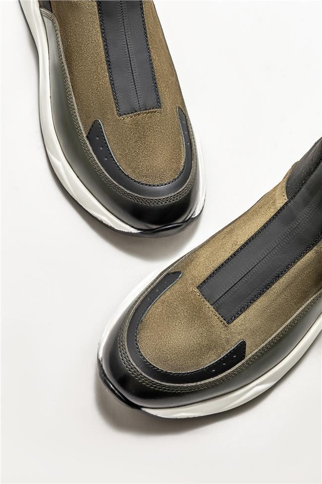 Haki Deri Erkek Spor Bot