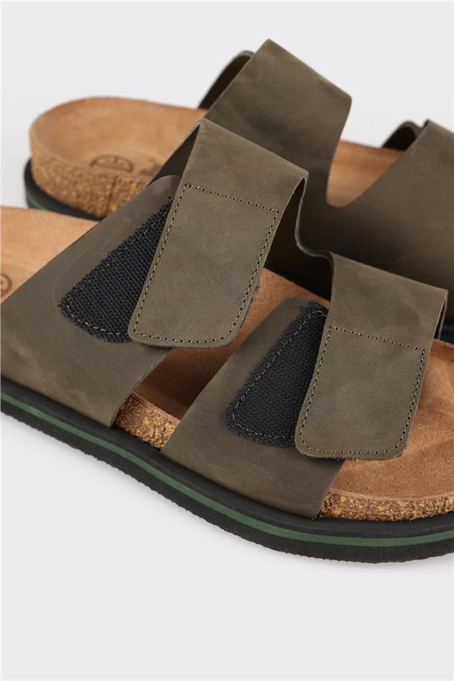 Haki Deri Erkek Terlik