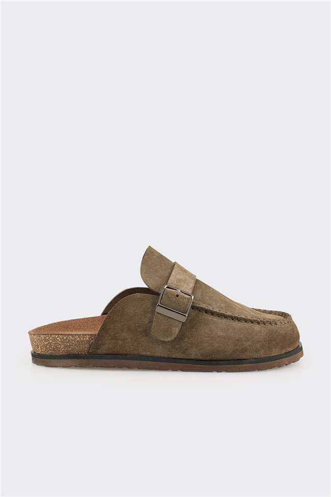 Haki Deri Erkek Terlik