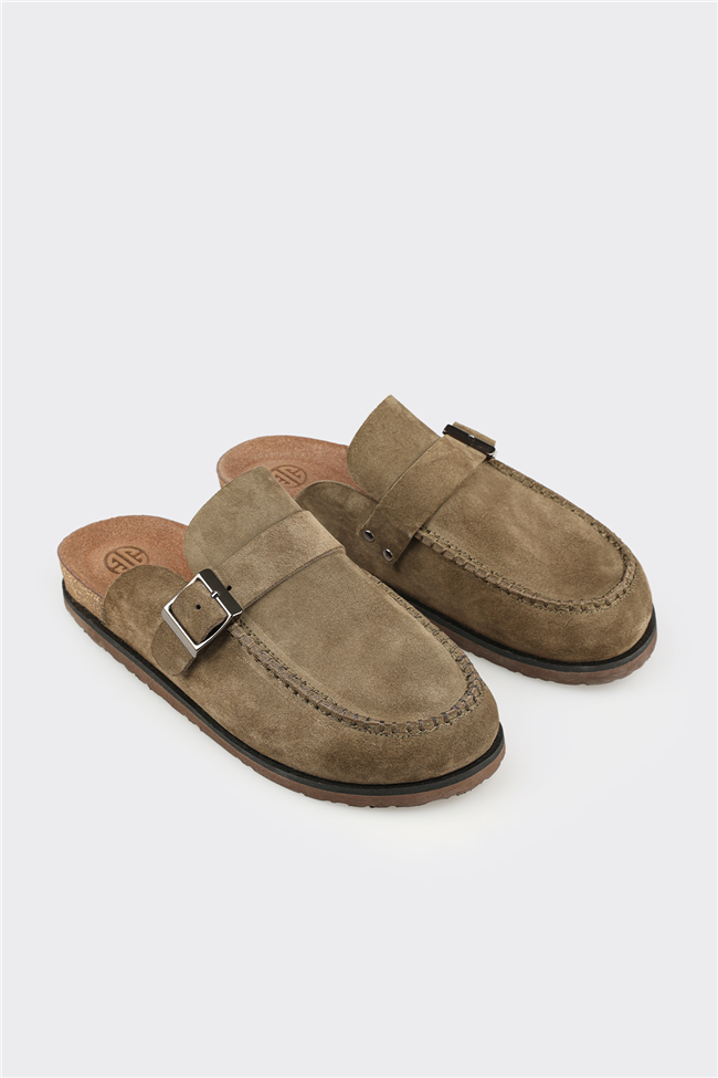 Haki Deri Erkek Terlik