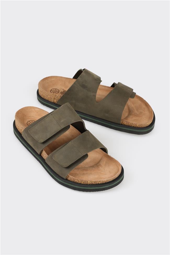 Haki Deri Erkek Terlik