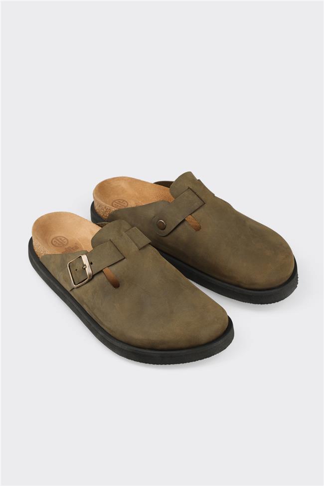 Haki Deri Erkek Terlik