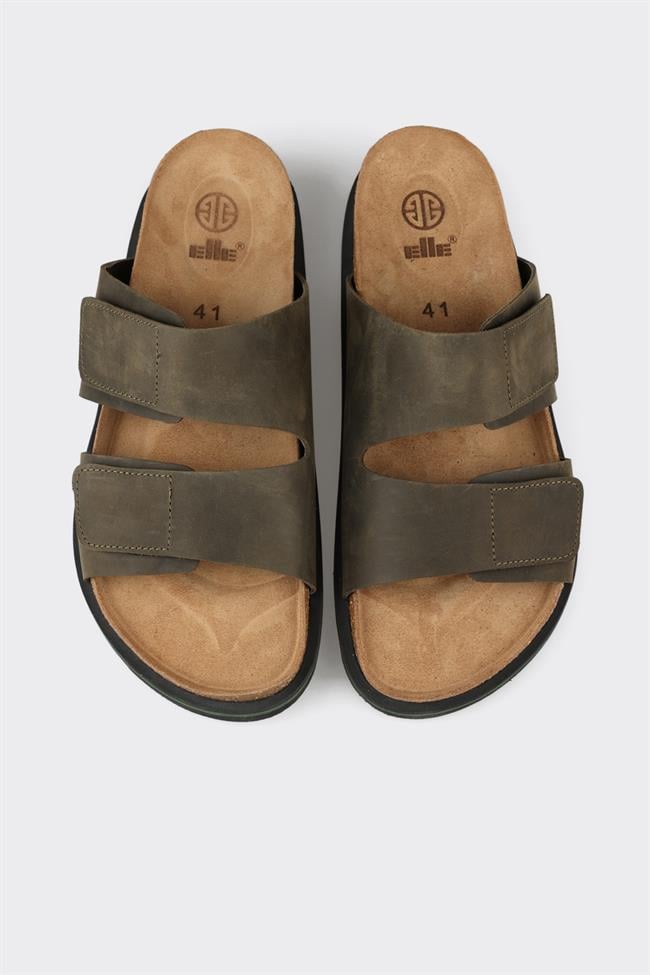 Haki Deri Erkek Terlik