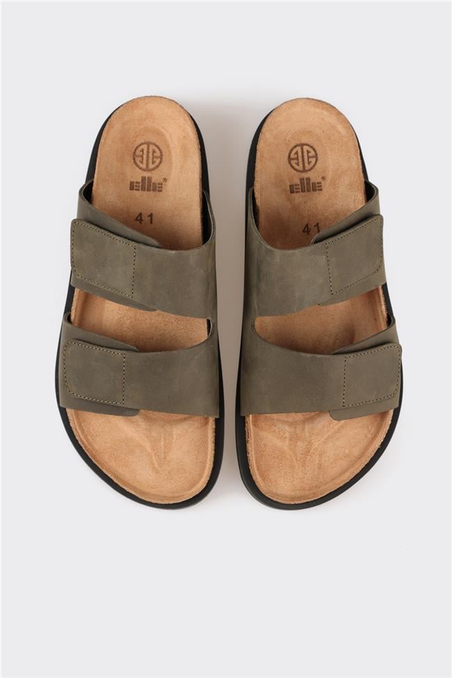 Haki Deri Erkek Terlik