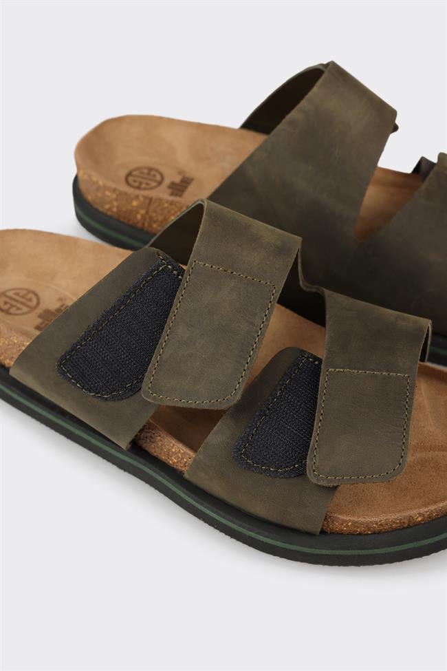 Haki Deri Erkek Terlik