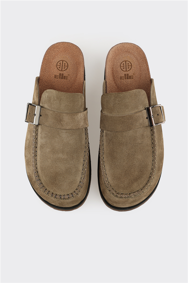 Haki Deri Erkek Terlik