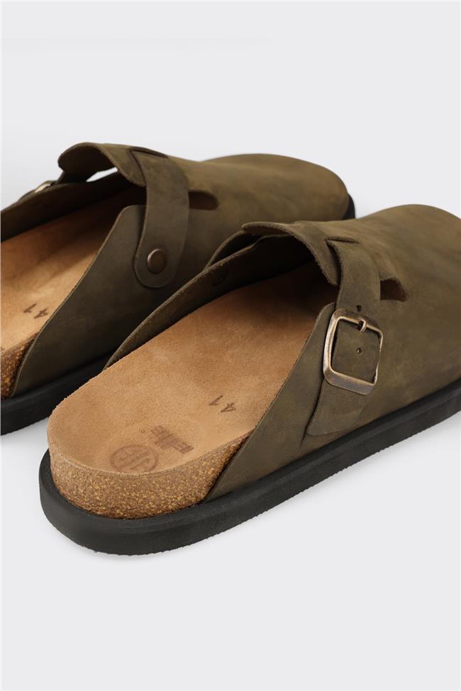 Haki Deri Erkek Terlik