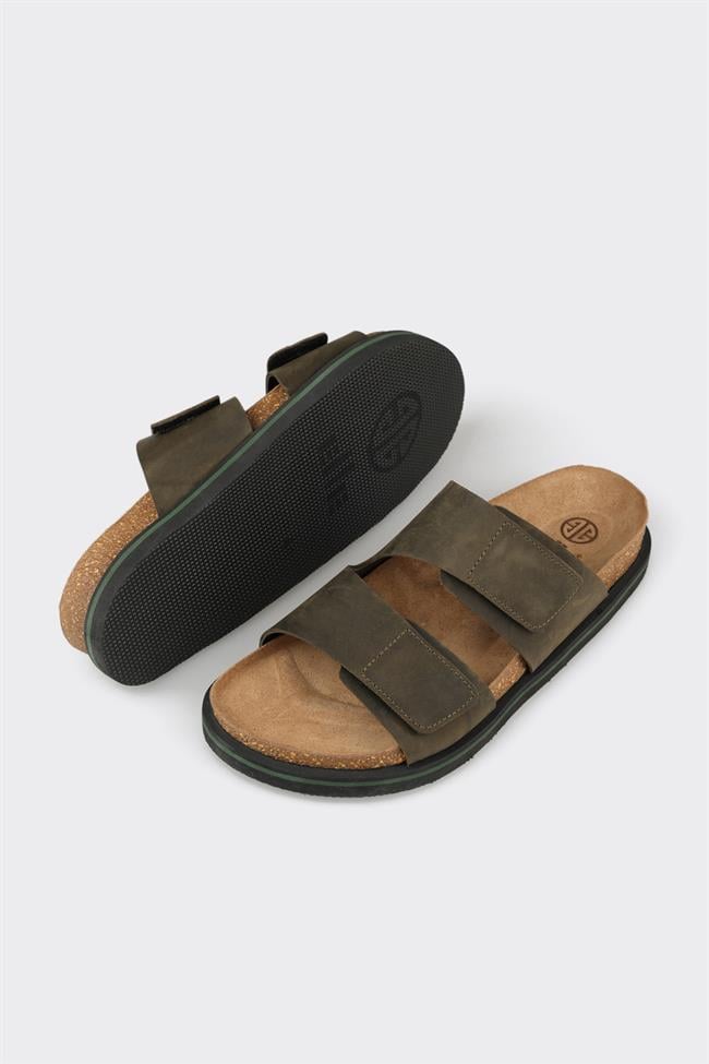 Haki Deri Erkek Terlik