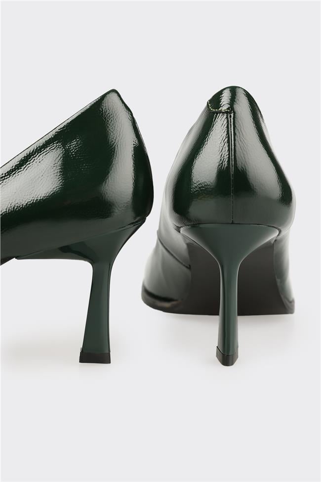 Haki Deri Kadın Ayakkabı