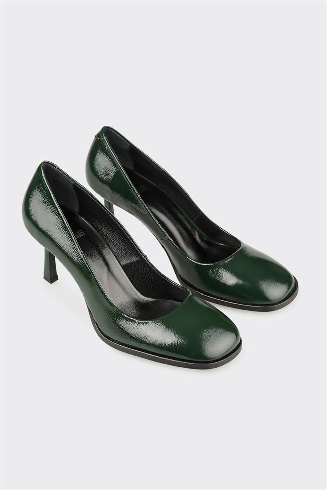 Haki Deri Kadın Ayakkabı