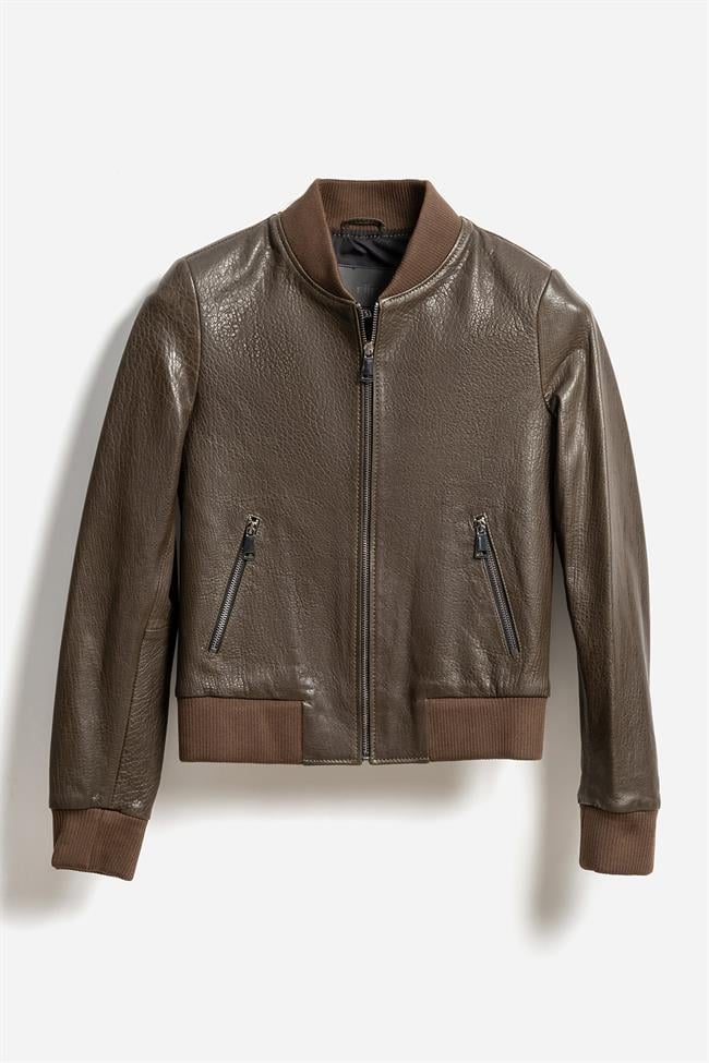 Haki Deri Kadın Ceket