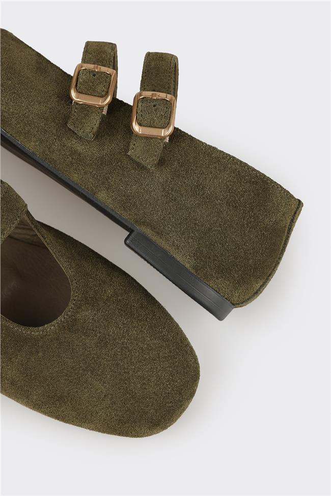 Haki Deri Kadın Günlük Ayakkabı