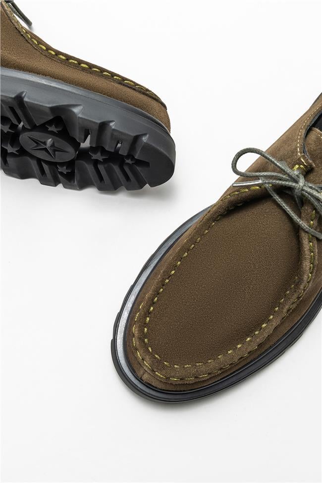 Haki Deri Kadın Günlük Ayakkabı