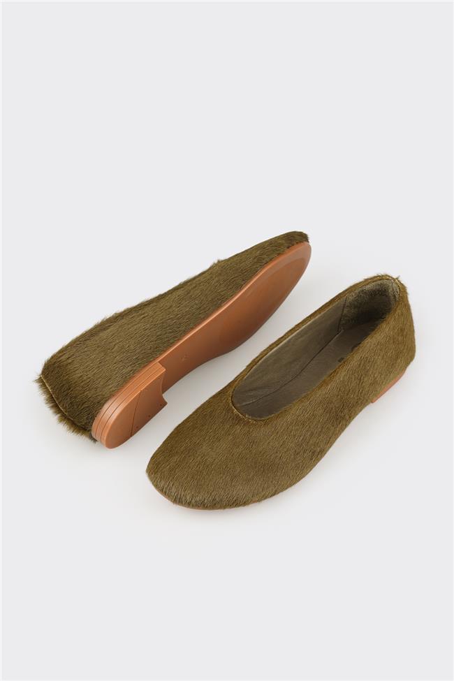 Haki Deri Kadın Günlük Ayakkabı