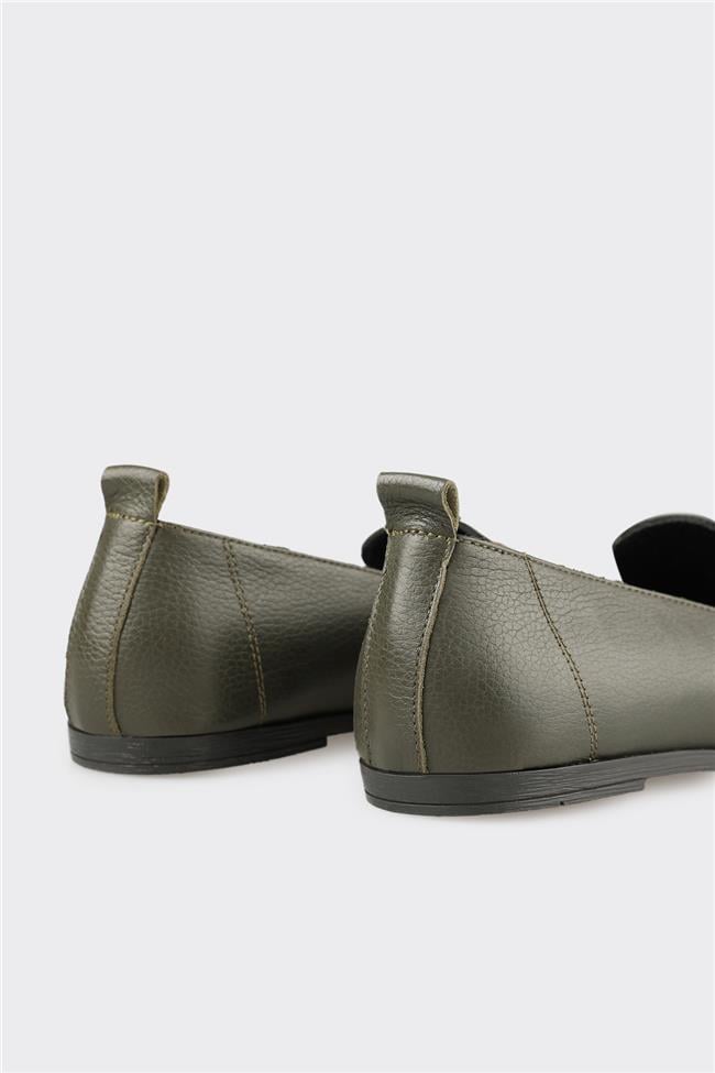 Haki Deri Kadın Günlük Ayakkabı