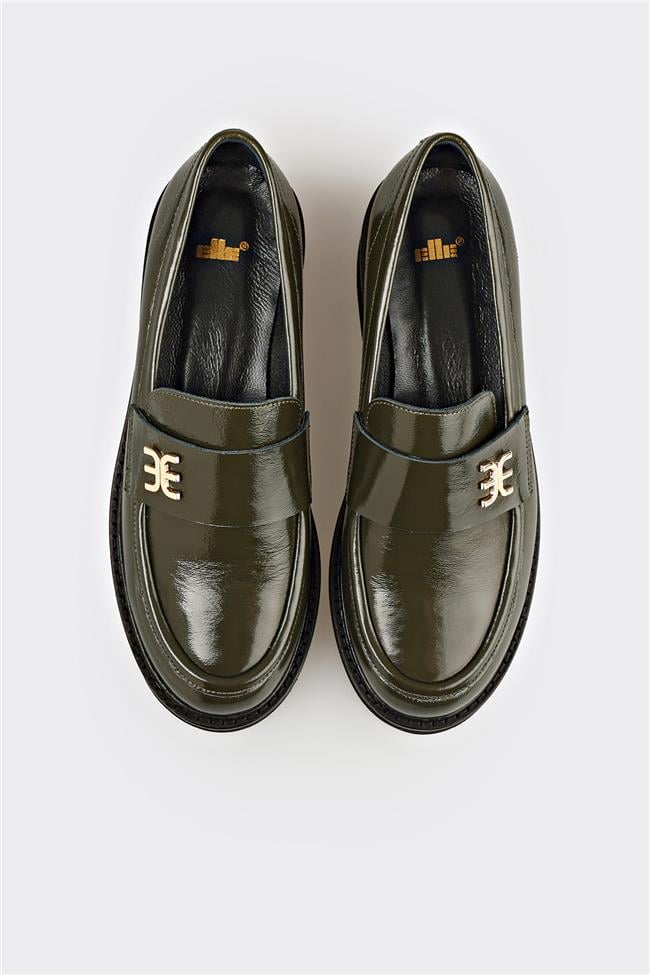 Haki Deri Kadın Günlük Ayakkabı