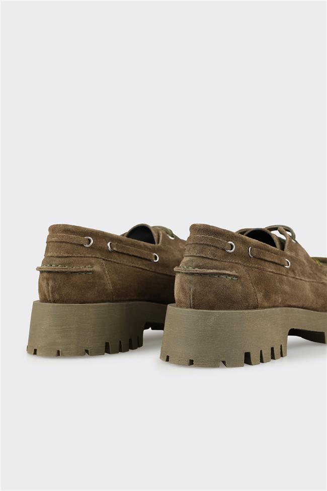 Haki Deri Kadın Günlük Ayakkabı