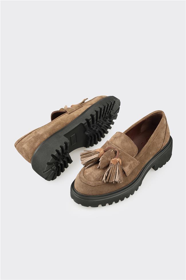 Haki Deri Kadın Günlük Ayakkabı