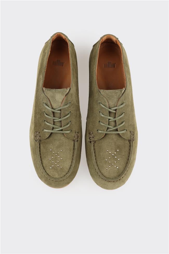 Haki Deri Kadın Günlük Ayakkabı