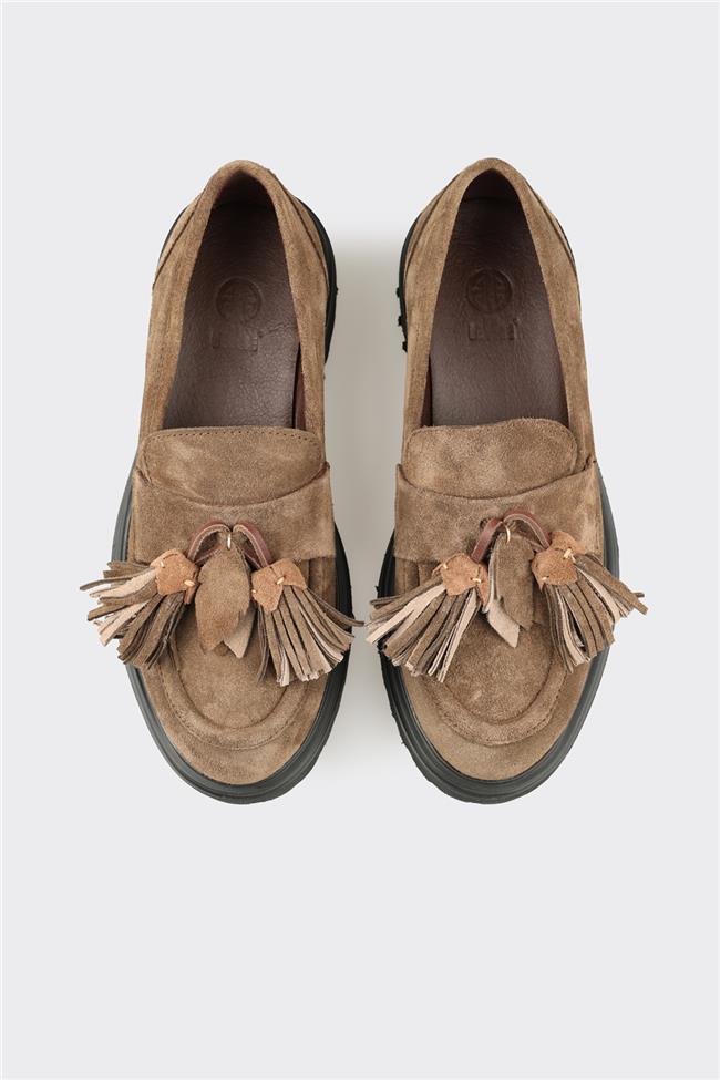 Haki Deri Kadın Günlük Ayakkabı