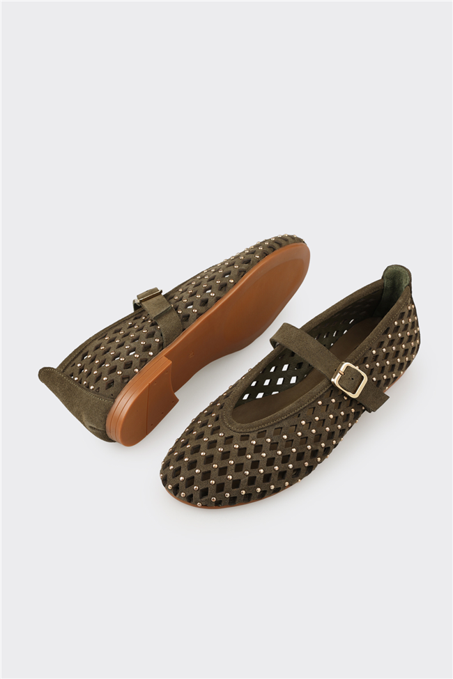 Haki Deri Kadın Günlük Ayakkabı