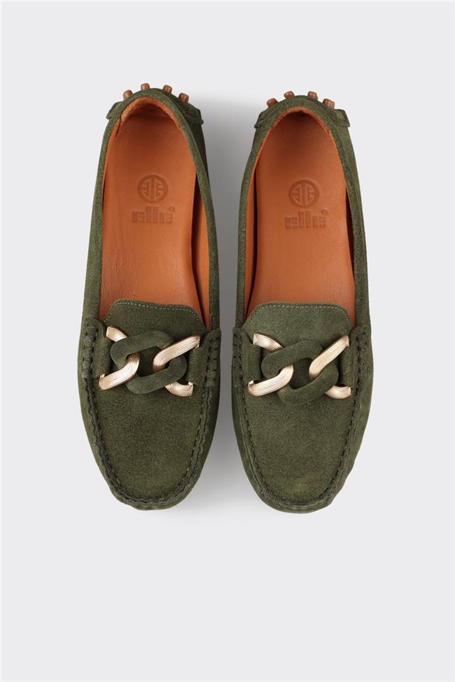 Haki Deri Kadın Günlük Ayakkabı